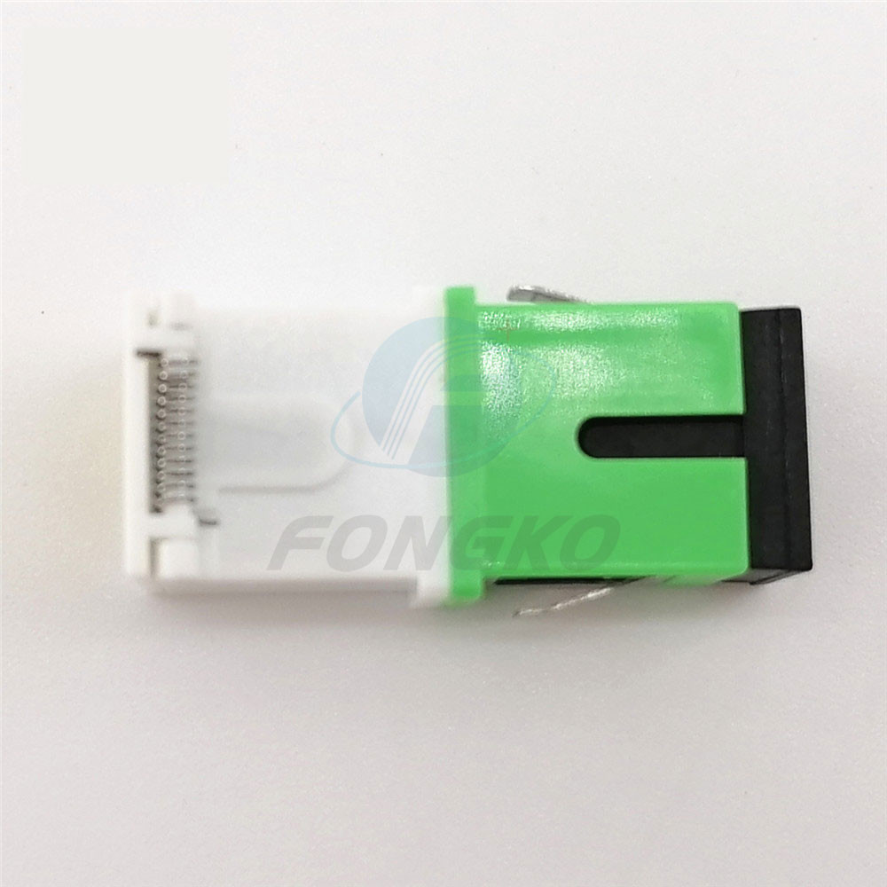 Singlemode Fiber Adapter White Green Shell SC/APC Auto Shutter Adapter with Metal Shrapnel and Temperature Stability ≤0.20dB
