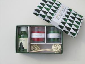 China Red &amp; Green Cinnamon chai fragrance scented glass candle packed into gift box factory