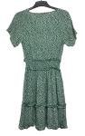 High Waist Flower Plus Size Print Dress Polyester Fabric Green Color For Holiday