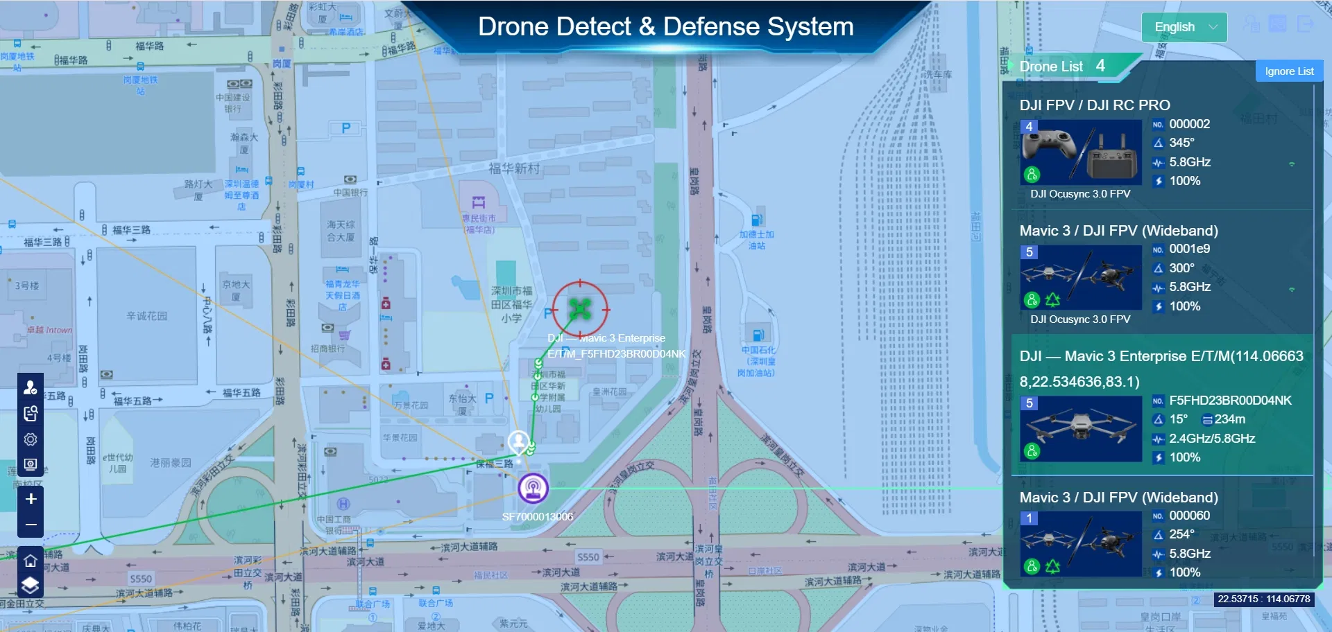 Small Size Fixed Drone Detector with 3km Range RF Detection and Remote ID Function