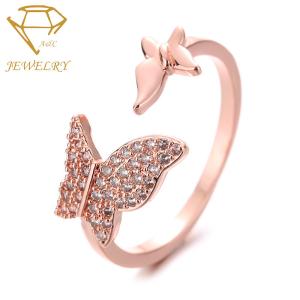China AAA Cubic Zirconia Butterfly Ring Rose Gold Prong Setting factory