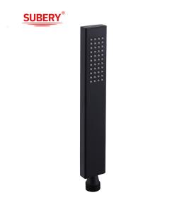 China Brass microphone handshower hand shower for shower column matt black bathroom silicon nozzle easy clean square OEM factory