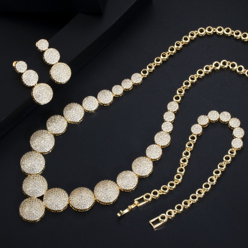Luxury Jewelry Full Crystal Cuban Chain Bracelet Necklace Hiphop CZ Jewelry Chain Necklace Bracelet Earring jewelry sets