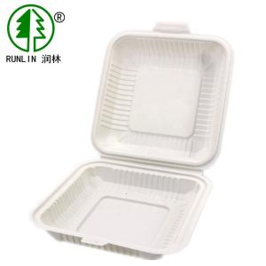 China White Bagasse Clamshell Box Compostable Eco Friendly Disposable Food Containers factory