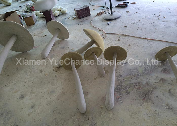 Elegant Design Shop Window Decoration Custom Green Color Fiberglass Mushrooms