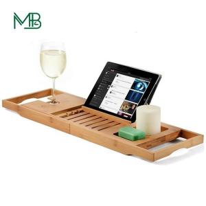 Sustainable Extendable Bath Tray Bamboo Bathroom Caddy Extra Large