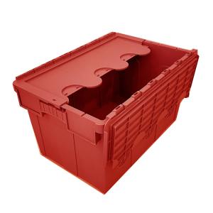 China Heavy Duty Recycle Plastic Crate With Hinged Attached Lid Tool Moving Box 600x400x350mm factory