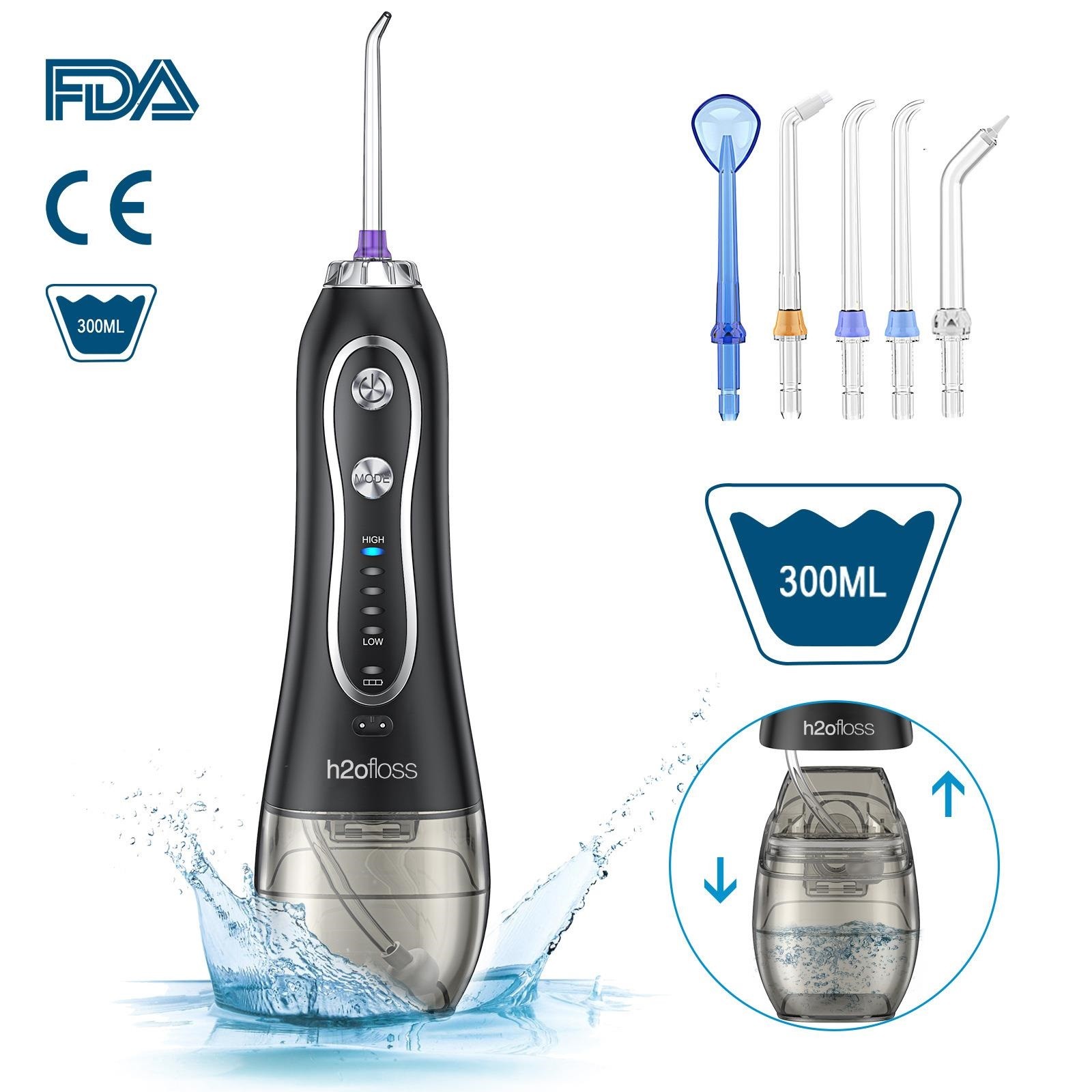 5 Working Modes Portable Water Flosser USB Charged For Oral Cleaning