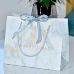 Bulk Marble Kraft Christmas Paper Gift Bags With Logo Custom Print