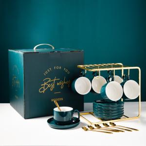 China 12pcs Ceramic Tea Set Of 6 Cups And Saucer For Luxury Design Style Christmas 2024 Gift factory