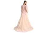 Flower Applique Long Sleeveless Evening Dress A - Line Dress For Wedding Or