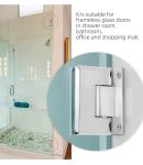 Square Stainless Steel Shower Door with Ceramic Tray and 90 Degree Glass Pivot