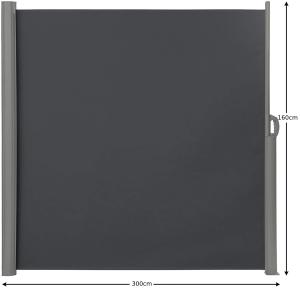China Side Awning, Full Aluminium Frame, 160x300 cM, Dark Grey, Side Canopies factory