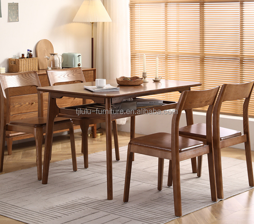 Classic Modern Style Brown Solid Wood Dining Chair for Restaurant Seating in Brown