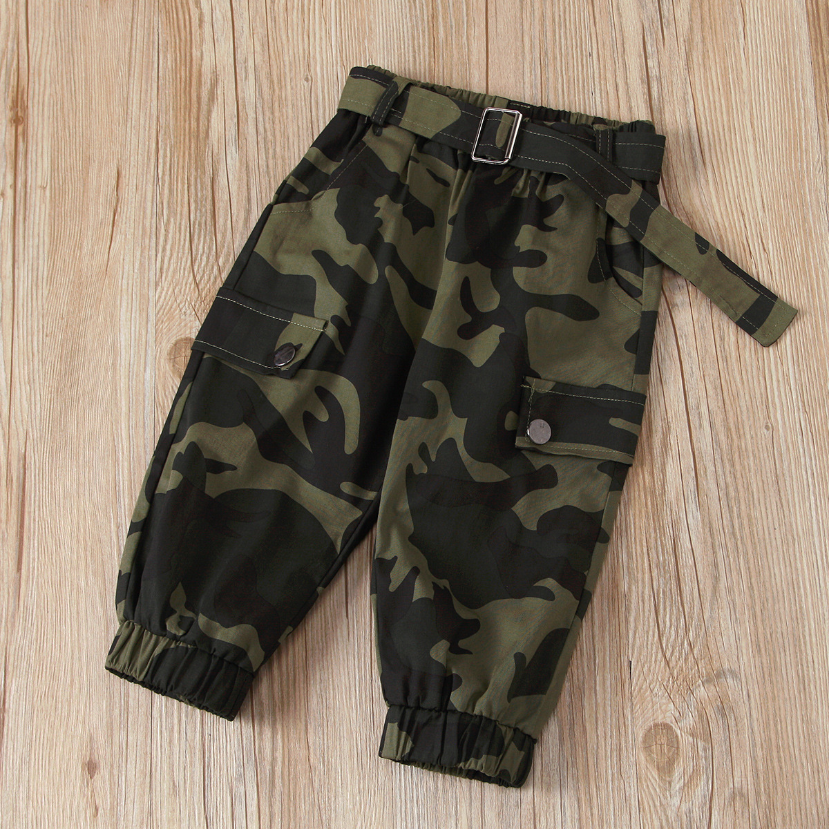 Children'S Outfit Sets Girls Suspenders Camouflage Trousers Two Piece Set
