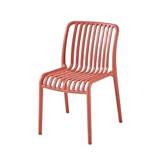China Outside Wrought Iron Dining Chairs Red Stackable Plastic Dining Chairs factory