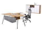 American Walnut Color Wood Office Desk , Melamine Laminated Modern Executive