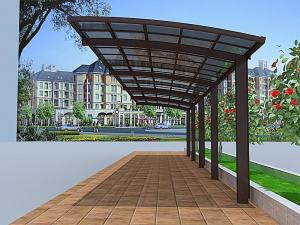 China Sunshed Polycarbonate Roof Carport UV Protection L Type Aluminum 5.5m For 2 Car factory