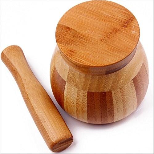 natural living bamboo garlic mortar and pestle with high quality and eco