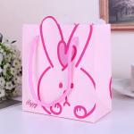 Cute rabbit design pink baby clothing paper bag print custom wholesale