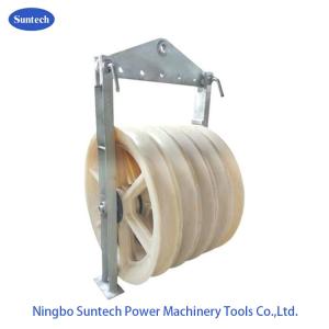 MC Nylon Wheels Conductor Stringing Pulley Blocks With Galvanized Steel Frame