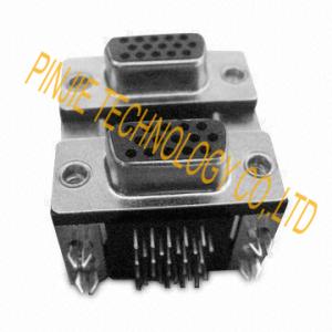 China DOUBLE HD D-SUB 15P SOCKET, AR DIP factory