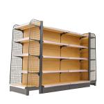 Customized Wood Grain Shelving Transfer Steel Supermarket Gondola Rack