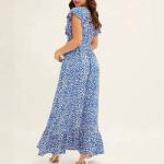 Sweet Style Floral Casual Dress Ruffle Sleeve Custom For Ladies