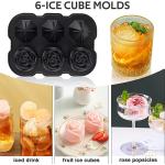 Ice Cube Tray Rose Silicone Mold With Covers 3 Cavity 3 Diamond Ice Ball Maker