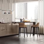 Nordic Style Fashion Creative Leather High Dining Chair Solid Wood Bar Stools