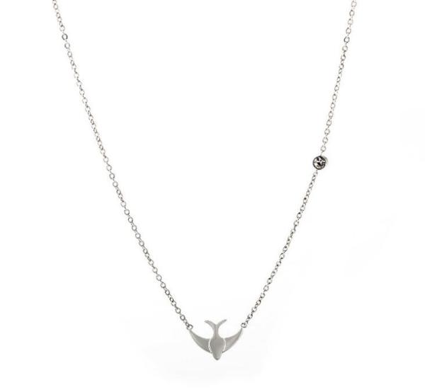 Fashion Jewelry Stainless Steel Bird Shaped Women Necklace Silver color Chain