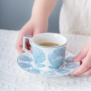 China Garden Party Ceramic Tea Cup Set With Hand Painted Art And Saucer In Nordic Style factory