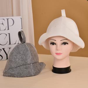 China White Wool Felt Sauna Hat Cap for Russian Banya Sauna Hut With Hang Loop Supply factory