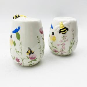 China Beautiful Salt And Pepper Shakers Set Ceramic Spice Jar Kitchen Seasoning Container factory