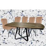 Stylish 2 Meter Wood Grain Dining Table Ceramic Top Courtyard Use