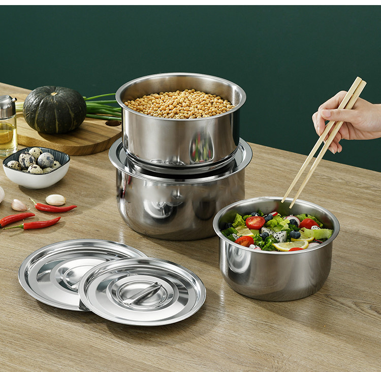 Hot Selling Kitchen 5 Pcs Cooking Pot 410 Stainless Steel Cookware Set Kitchen Soup Stock Pot Set