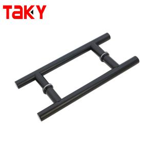 China 0.5mm Thickness Matt Black Interior Glass Door Handles for Office Shower Room Enclosure factory