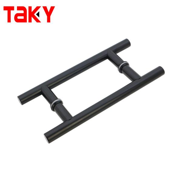 0.5mm Thickness Matt Black Interior Glass Door Handles for Office Shower Room
