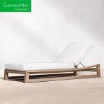 Modern Teak Chaise Waterproof Cushioned Sun Lounger for Luxury Outdoor Pool and