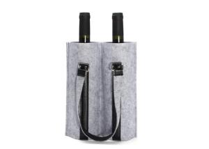 China Light Grey Felt Wine Bottle Bag Christmas Wine Tote Bag Accept Customer Logo factory