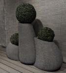 Combo Black Fiber Clay Flower Pot For Indoor Outdoor Planting And Decor