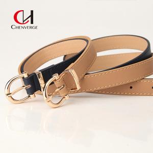 China Gold Color Genuine Leather Belt Zinc Alloy Buckle Women'S Holiday Dress Casual Belt factory