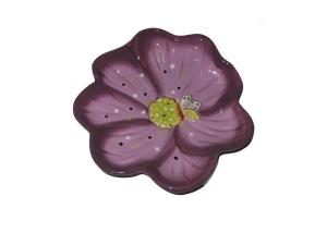China Embossed Hand Painted Ceramic Candy Dish , Flower Shaped Ceramic Trinket Dish factory