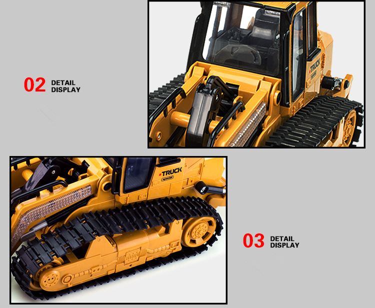 Indoor-Outdoor Remote Controlled Bulldozer 5 Channels Sound and Light Simulation