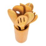 Lightweight Bamboo Kitchen Supplies Wooden Cooking Utensils 7 Piece Set