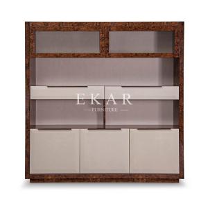 China Wood Veneer Leather Designer Preferred Book Shelf Bookcase factory