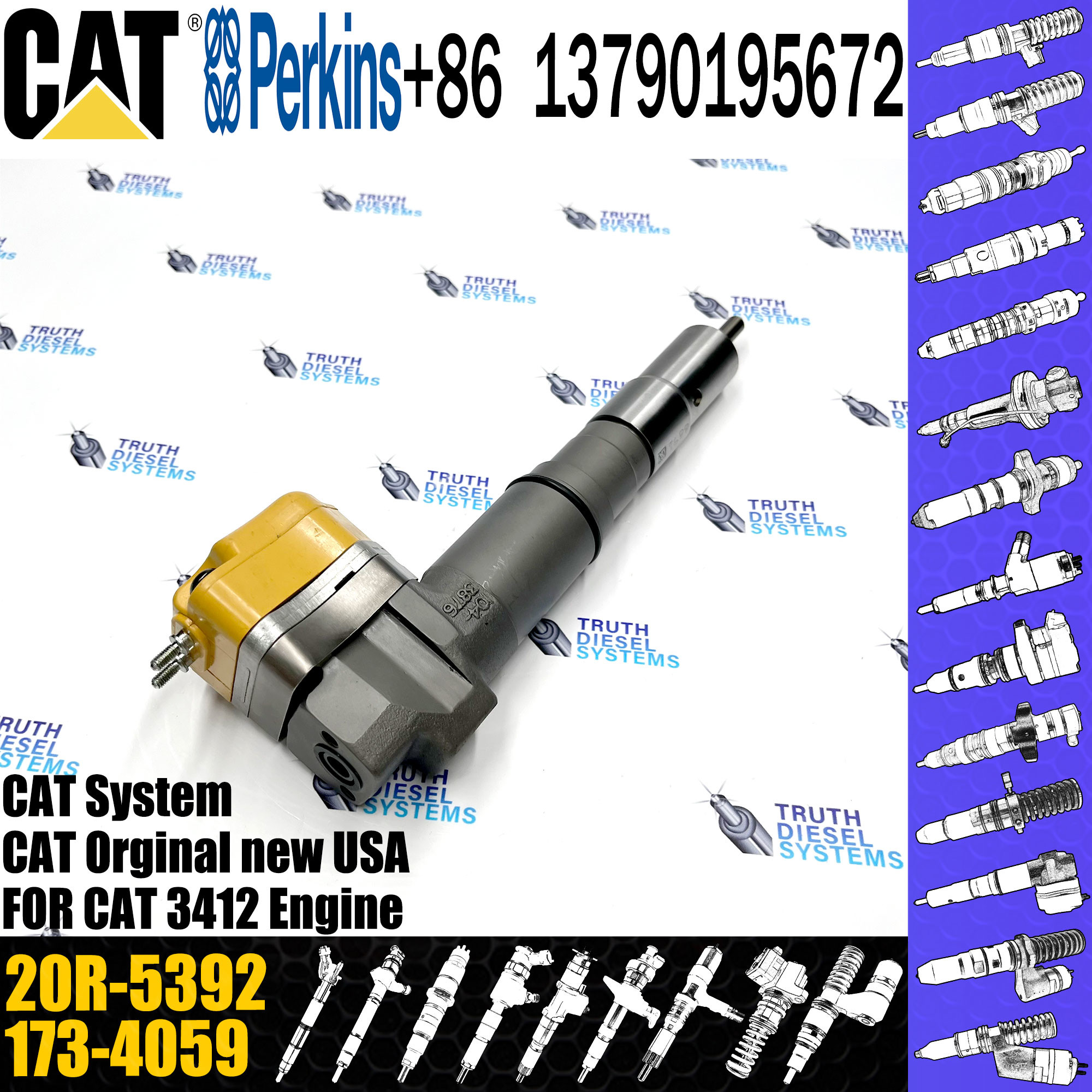 Diesel Injector 232-1167 20R-5392 4CR01974 169-7408 222-5967 232-1175 171-9704 196-1401 222-5966 for 3412E engine