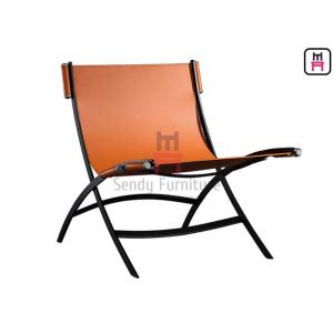 Bowed Tanned Leather Unfoldable 0.5cbm Single Sofa Chair