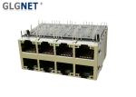Multiple Port 10G Stacked RJ45 Connectors 2x4 10G Base - T Integrated Transforme