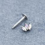 316 Stainless Steel Labret Piercing Jewelry 16G 8mm Long Bar Opal Labret Stud